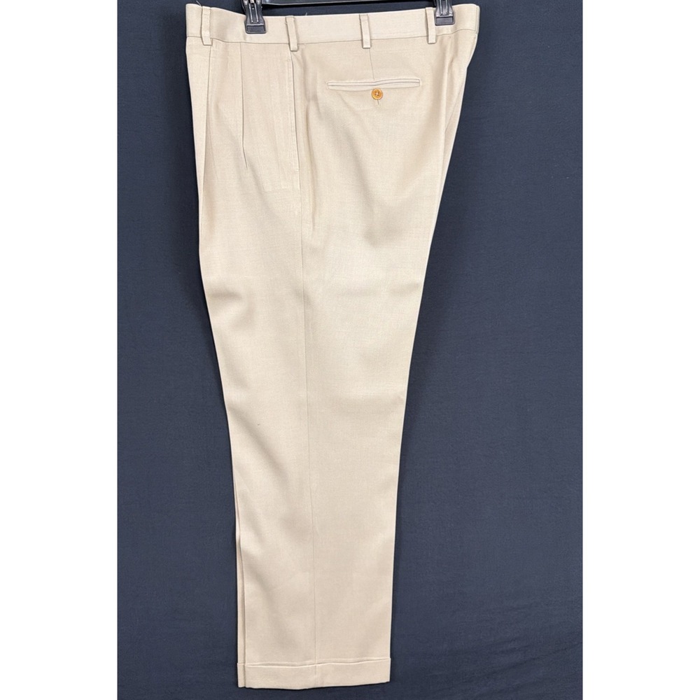 Brooks Brothers Madison Pleated Wool Dress Pants Mens 40x30 Taupe Khaki Cuffed
